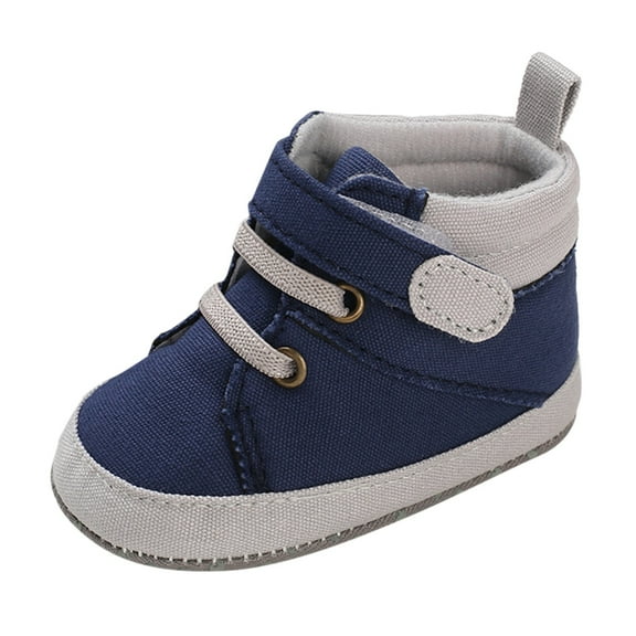 Generic Unisex Baby Girls and Boys Warm Shoes Soft Comfortable Canvas Toddler Home Shoes Slip On First Walking Shoes Casual Star Sneaker Crib Shoes(0-3 Months,Blue)