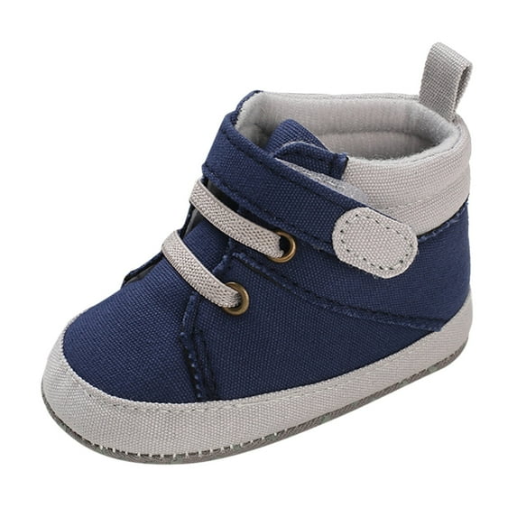 Generic Unisex Baby Girls and Boys Warm Shoes Soft Comfortable Canvas Toddler Home Shoes Slip On First Walking Shoes Casual Star Sneaker Crib Shoes(3-6 Months,Blue)