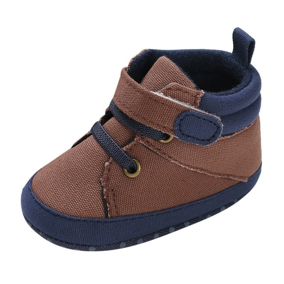 Generic Unisex Baby Girls and Boys Warm Shoes Soft Comfortable Canvas Toddler Home Shoes Slip On First Walking Shoes Casual Star Sneaker Crib Shoes(3-6 Months,Brown)