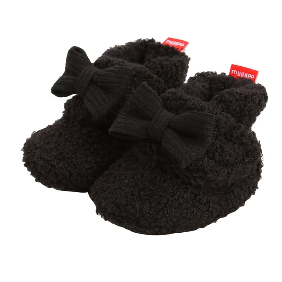 Generic Unisex Fleece Baby Booties, Soft Sole and Non Slip | Stay On Slipper Socks for Infant/Toddler Fleece Snow Boot
