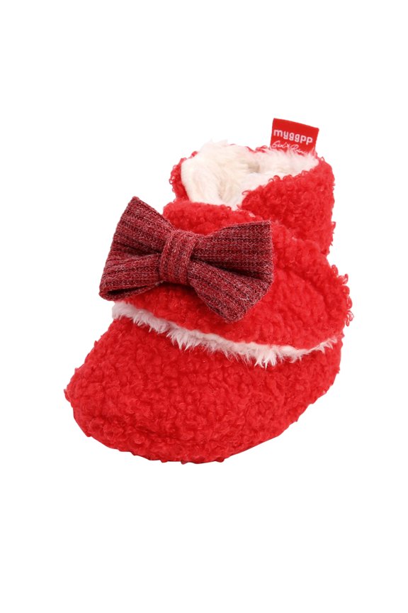 Unisex Fleece Baby Booties, Soft Sole and Non Slip | Stay On Slipper Socks for Infant/Toddler Fleece Snow Boot