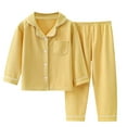 thumbnail image 1 of Generic Unisex Girls Boys Long Sleeve Sleepwear Button-Down 2 Pcs Pjs Set Lapel Home Wear Kids Pajamas Set Long Sleeve Loungewear Sleepwear PJS for 1-16 Years, 1 of 9