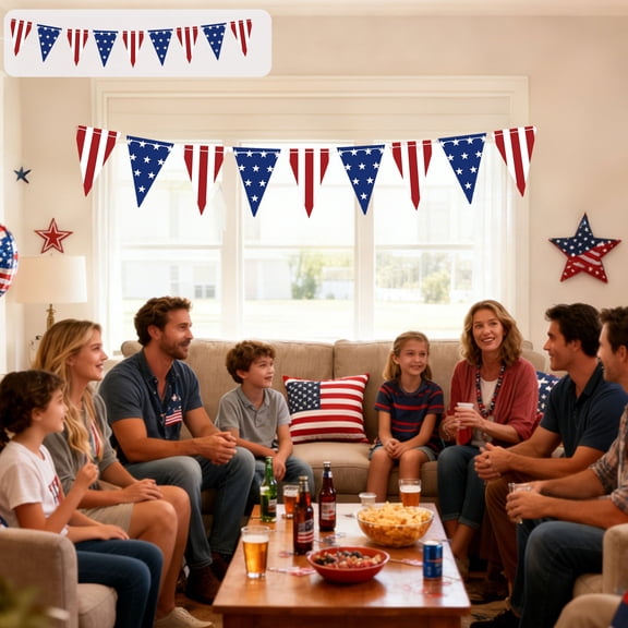 Generic Usa Flag Pennant Banner for Patriotic Events for July Parties and Home Decor Material Sturdy String Design