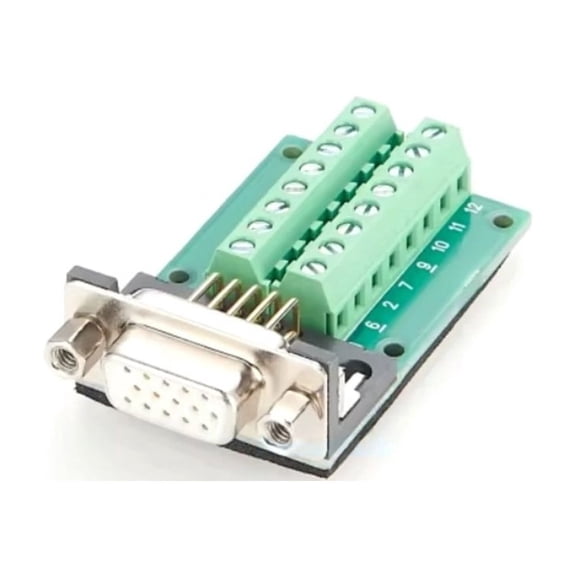 Generic VGA 15pin Female Adapter DB15 D-SUB Female 3 Row Plug Solderless Screw Terminals Breakout PCB Board Signal Module for Industrial