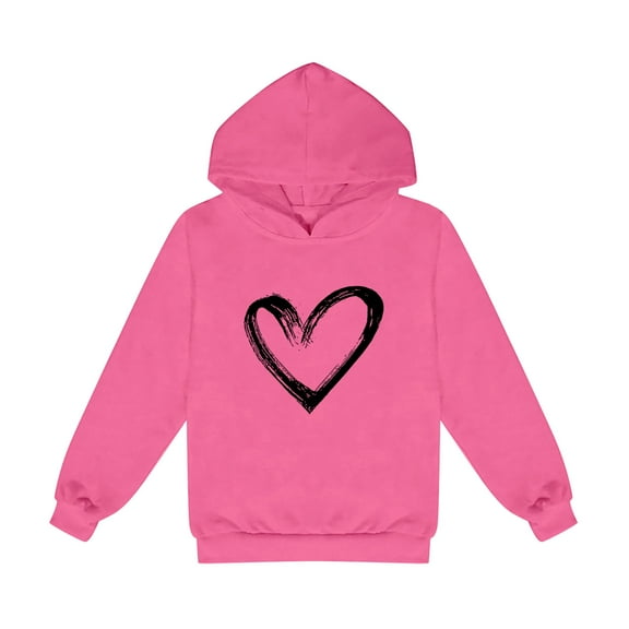 Generic Valentine'S Day Baby Hooded Sweatshirt Heart Graphic Baby Hooded Sweatshirt Toddler Kids Girls Boys Boys Sweatshirt Pullover Hoodies Cute Printed Hooded Sweatshirts