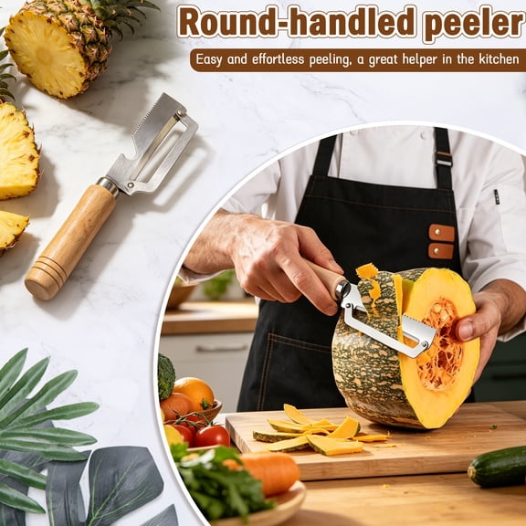 Generic Vegetable Peeler, Round Wooden Handle Peeling Knife, Household Fruit Vegetable Peeler for Kitchen Use