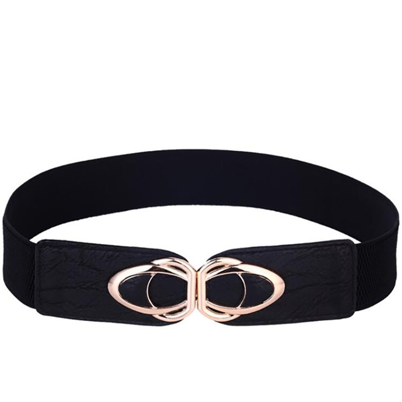 Wide Elastic Belts For Women Dresses Coats Black Chunky Leather Belt macoking Black Belts for Women Wide Elastic Belt for Dresses  main image 3