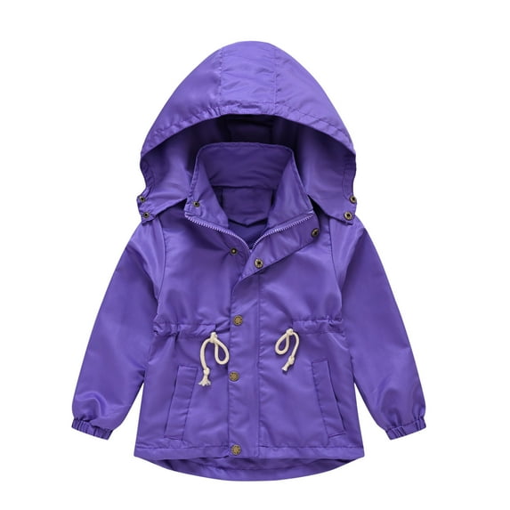 Generic Walmart Deals Baby Boy Winter Coat Kids Girls with Pocket Hooded Jacket Toddler Zipper Windproof Outwear for Fashion Casual Lightweight Clothing(2-3 Years,Purple)
