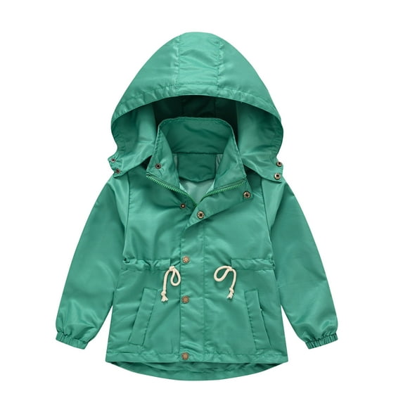 Generic Walmart Deals Baby Boy Winter Coat Kids Girls with Pocket Hooded Jacket Toddler Zipper Windproof Outwear for Fashion Casual Lightweight Clothing(5-6 Years,Green)