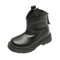 Generic Walmart Deals Girls Tennis Shoes Fashion Autumn Winter Boots Thick Bottom Flat Non Slip Solid Color Simple Back Zipper Comfortable for Classic Versatile Shoe(5-5.5 Years,Black)