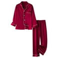 thumbnail image 1 of Generic Walmart Girls' Fashion Kid Boys Silk Satin Pajamas Set Button Down PJs Sets 2 Piece Lounge Sets Long Sleeve White Sleepwear Casual Soft Comfortable ﻿8-9 YearsRed, 1 of 9