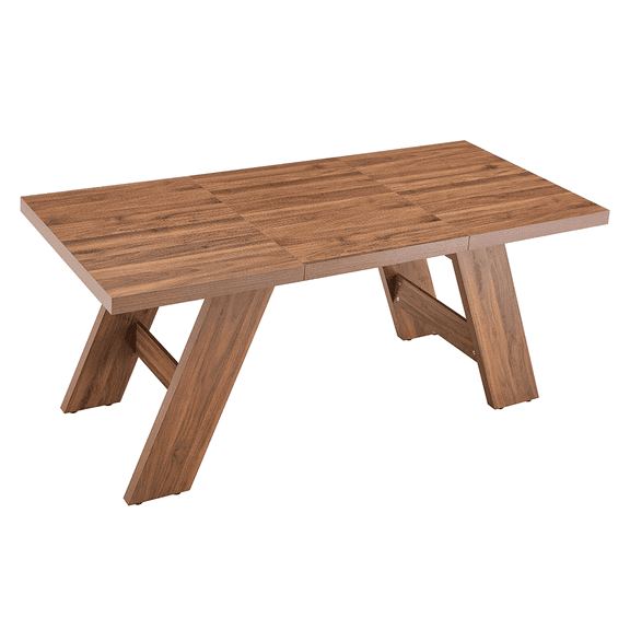 Generic Walnut Top Kitchen Table, 71" Rectangular Dinner Table with Outward Slanted Legs, 1 pack