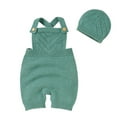 thumbnail image 1 of Generic Warm Blouse for Little Boys Baby Knit Romper Cotton Sleeveless Boy Girl Sweater Clothes Solid Jumpsuit 1 Piece Outfits with Hat Caps Set(Green,9-12 Months), 1 of 9