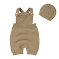thumbnail image 1 of Generic Warm Blouse for Little Boys Baby Knit Romper Cotton Sleeveless Boy Girl Sweater Clothes Solid Jumpsuit 1 Piece Outfits with Hat Caps Set(Khaki,0-3 Months), 1 of 9