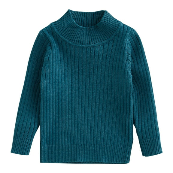 Generic Warm Pullovers for Little Boys Toddler Baby Girl Boy Knit Sweater Round Neck Long Sleeve Pullover Sweatshirt Fall Winter Clothes 0-24 Months(Blue,3-6 Months)