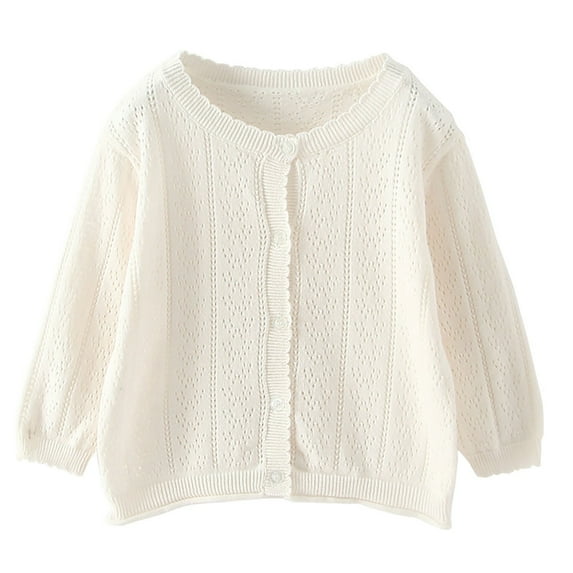 Generic Warm Winter Tops Toddler Girls Cut Out Knitted Cardigan Long Sleeve Jacket with Lace Neckline Shawl Baby Jumper Autumn Dress Outfits(White,3-4 Years)