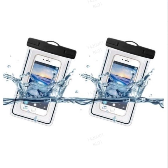 Generic Waterproof Phone Pouches, Universal Fit, Clear, 2 Pack
