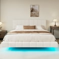thumbnail image 1 of Generic White Boucle Floating Bed with Light,King, 1 of 9