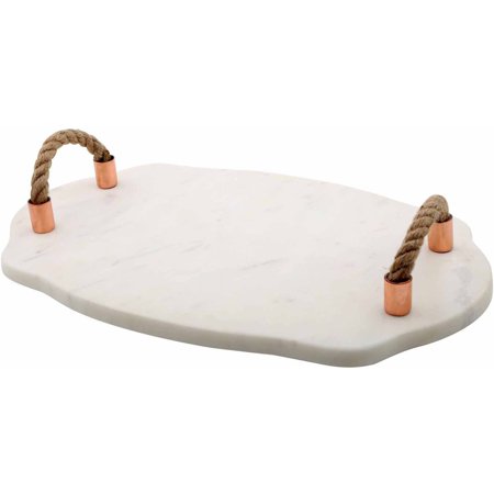 Generic White Marble Tray/Jute Rope Handles