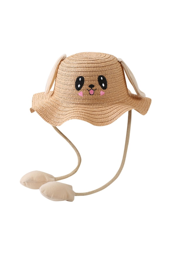 Wide Brim Hats for Children's Summer Baby Air Bag Sunhat with Moving Ears Kids Rabbit Straw Hats Caps for Fashion Casual Four Seasons Caps(One Size,G)