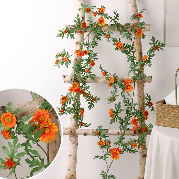 Generic Wildflower Garland Spring Flowers Garland Yellow Artificial Daisy Flowers and Leaves Faux Floral Vine for Mantle Baby Shower Wedding Arch