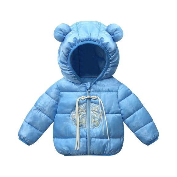 Generic Winter Coats for Toddler Kids Baby Boys Girls Padded Light Puffer Jacket Outerwear Down Jacket with Hoods & Drawstring