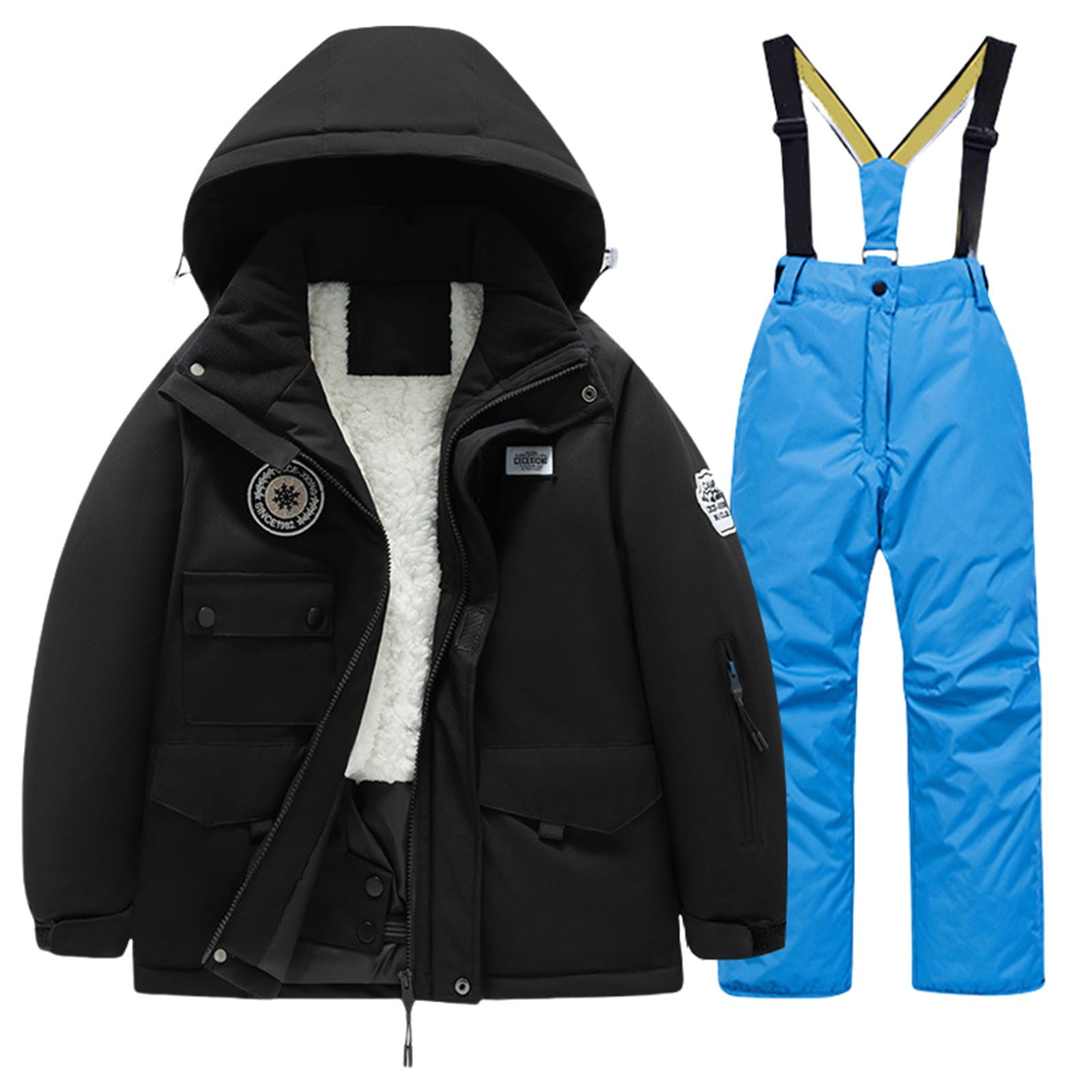 Kids Waterproof Snowsuit - Ski Jacket & Bib Pants Set For Boys & Girls, Winter Snowboarding Outfit
