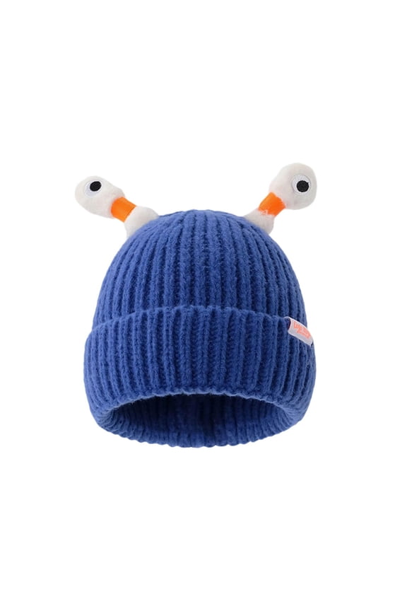 Generic Winter Parent-Child Cute Glowing Little Monster Knit Hat, Winter Funny Cute Little Monster LED Knit Beanie Hat Funny Handmade Hat With Big Eye Can Be Stretched