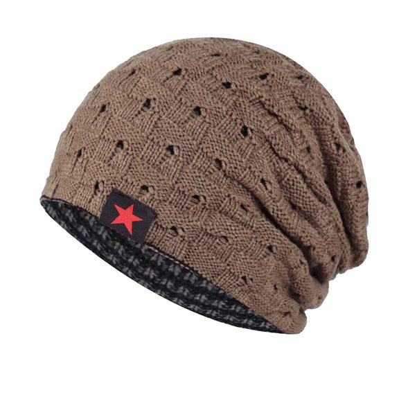 Generic Winter Warm Checked Knit Women Reversible Baggy Snow Cap Warm Unisex Hat Colors Plain Stylish Outdoor Insulated Winter Cap