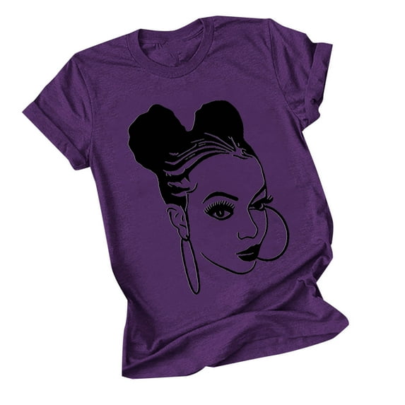 Generic Woman Summer Tops Black Girl Queen Graphic Short Sleeve Tee Crewneck Vintage Melanin Loose Fit Tshirts