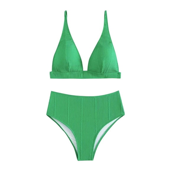 Generic Women 2 Piece Swim Suits High Waisted Sets Sets Textured Deep V Neck Bathing Suits Swimming Swimwear Swimsuit
