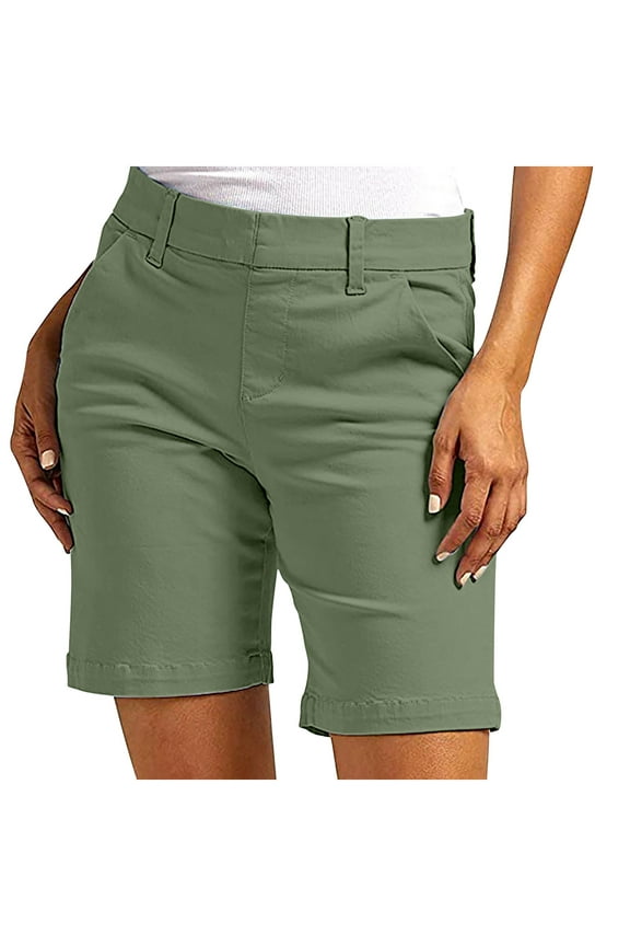 Women Bermuda Shorts Knee Length Trendy Casual Summer High Waisted Short Straight Leg Hiking Vacation Shorts