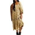 thumbnail image 1 of Generic Women Bohemian Floral Dresses Square Neck Ruffle Swing A Line Maxi Dress Long Sleeve Beach Long Dress With Pokets, 1 of 3