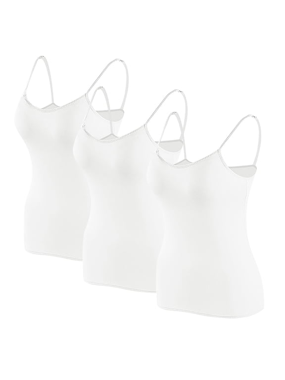 Women Camisole Adjustable Spaghetti Strap Tank Top 3 Pack Basic Undershirts Soft Layering Tops