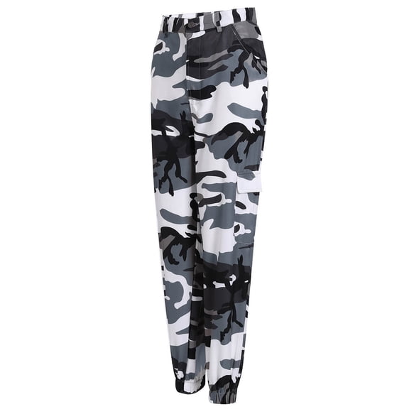 Generic Women Camo Pants Cargo Trousers Cool Camouflage Pants Elastic Waist Casual Multi Outdoor Pants