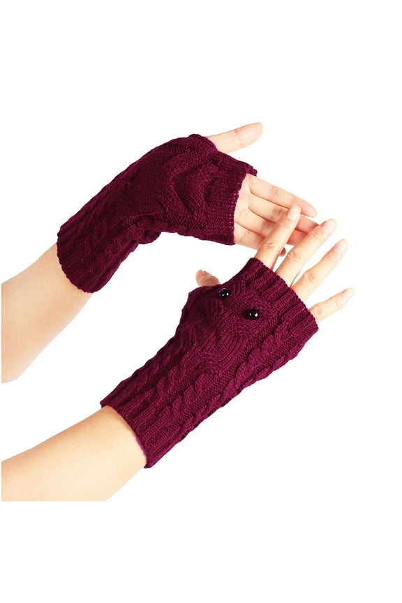 Women Hand Warmer Winter Gloves Crochet Knitting Faux Wool Mitten Warm Fingerless Glove Twist Pattern Women Gloves