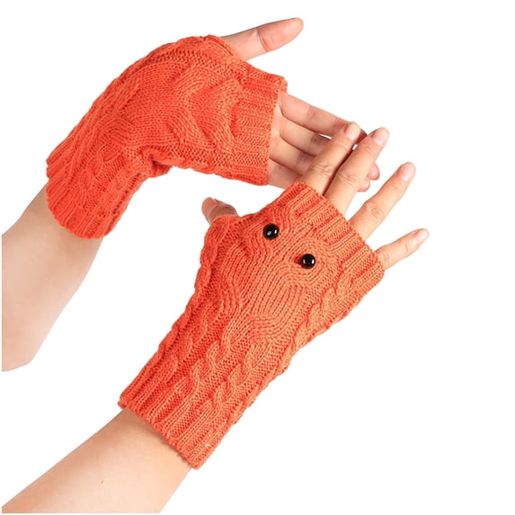 Generic Women Hand Warmer Winter Gloves Crochet Knitting Faux Wool Mitten Warm Fingerless Glove Twist Pattern Women Gloves