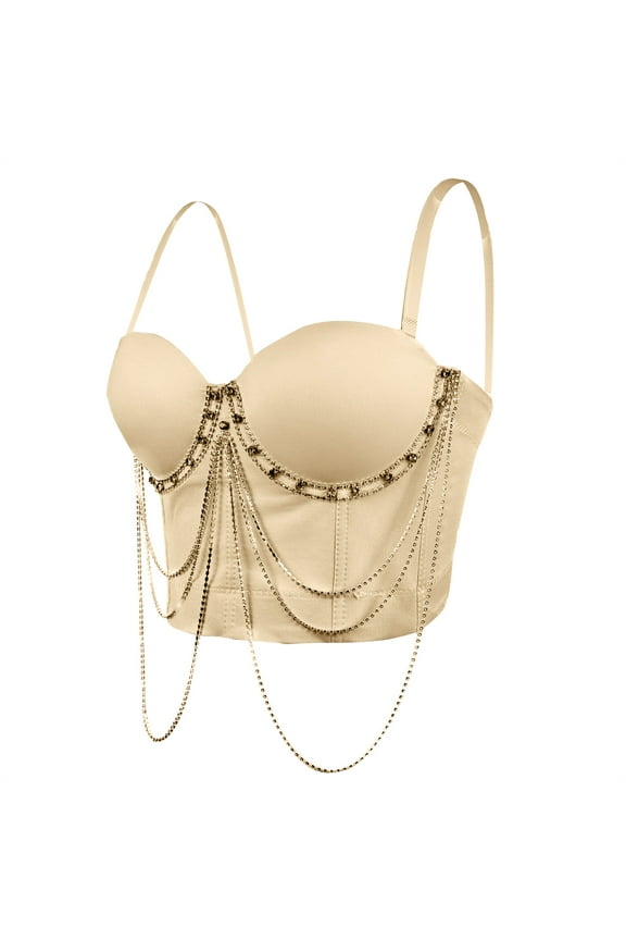 Women Handmade Rhinestone Fringe Bustier Diamond Tassel Corset Sexy Beaded Party Tank Crop Top 2025