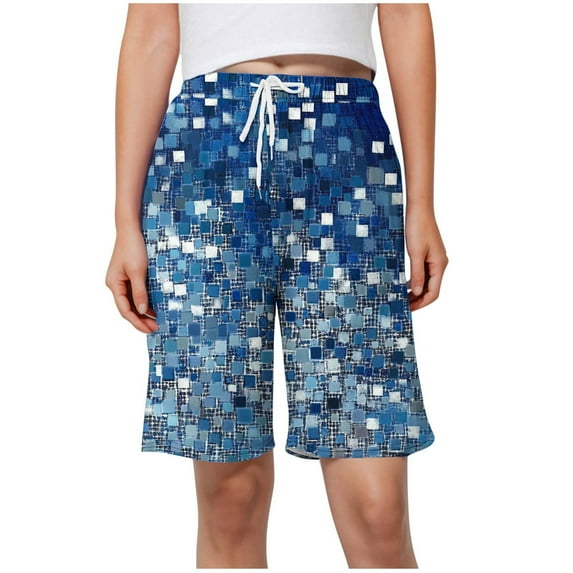 Generic Women Hawaiian Beach Shorts Elastic High Waist Short Drawstring Lightweight Loose Fit Summer Casual Shorts