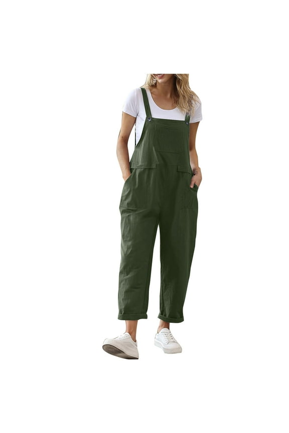 Women Long Casual Loose Bib Pants Overalls Baggy Rompers Jumpsuits with Pockets