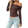 thumbnail image 1 of Generic Women Long Sleeve Shirts Off Shoulder Tops Going Out Crop Sexy Slim Fitted Y2K Fall Outfits 2025 Fashion Clothes, 1 of 5