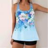 Generic Women Plus Size Swim Suits Printing Modest Ruched Swimsuits Two Piece Tankini Tops with Shorts Swimwear
