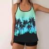 Generic Women Plus Size Swim Suits Printing Modest Ruched Swimsuits Two Piece Tankini Tops with Shorts Swimwear