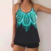 thumbnail image 1 of Generic Women Plus Size Swim Suits Printing Modest Ruched Swimsuits Two Piece Tankini Tops with Shorts Swimwear, 1 of 5