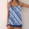 Generic Women Plus Size Swim Suits Printing Modest Ruched Swimsuits Two Piece Tankini Tops with Shorts Swimwear