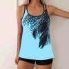 Generic Women Plus Size Swim Suits Printing Modest Ruched Swimsuits Two Piece Tankini Tops with Shorts Swimwear