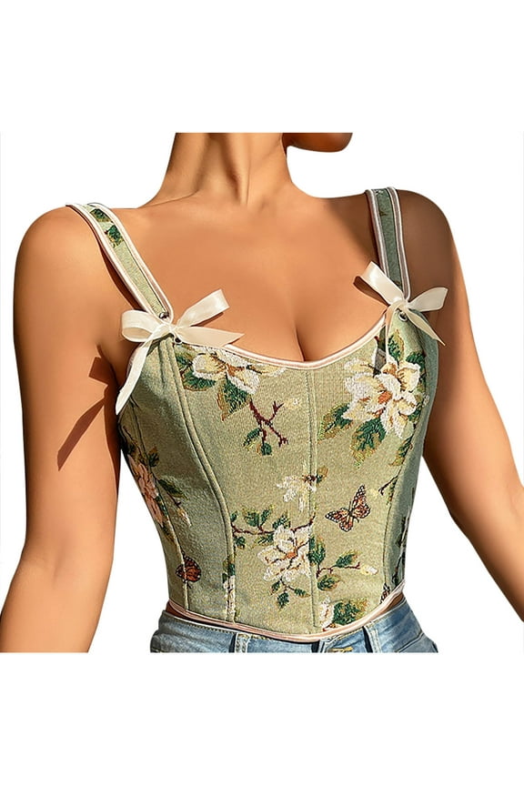 Women Retro Vintage Victorian Push Up Bustier Going Out Crop Top Tank Top Corset Corset