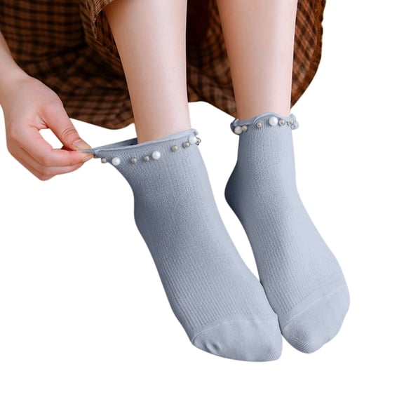 Generic Women'S Ankle Socks Ladies Dress Socks Women Autumn And Winter Matching Pearl Thickened Warm Mid Tube Socks Women Thick Socks Women'S Colorful Socks