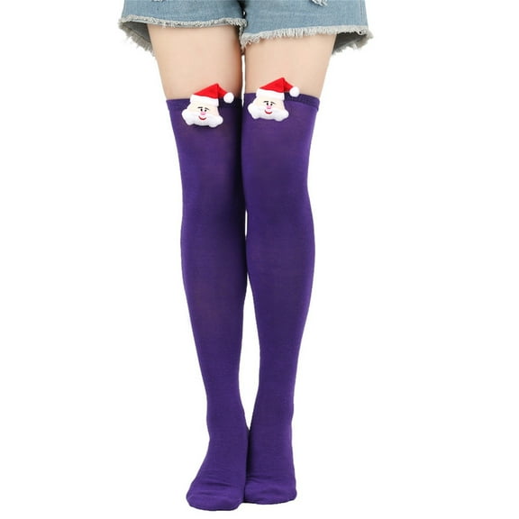 Generic Women'S Chic Over-The-Knee Socks Ladies Elegant Thigh-High Stockings Women's Winter Solid Color Santa Doll Over Knee Socks Christmas Socks Long Tube Socks
