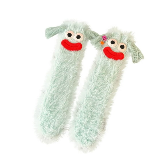 Generic Women'S Coral Winter Sleep Socks With Patterns Contemporary Women'S Short Socks Women's Solid Color Funny Cute Cute Big Eyes Thickened Warm Plush Middle Tube Socks